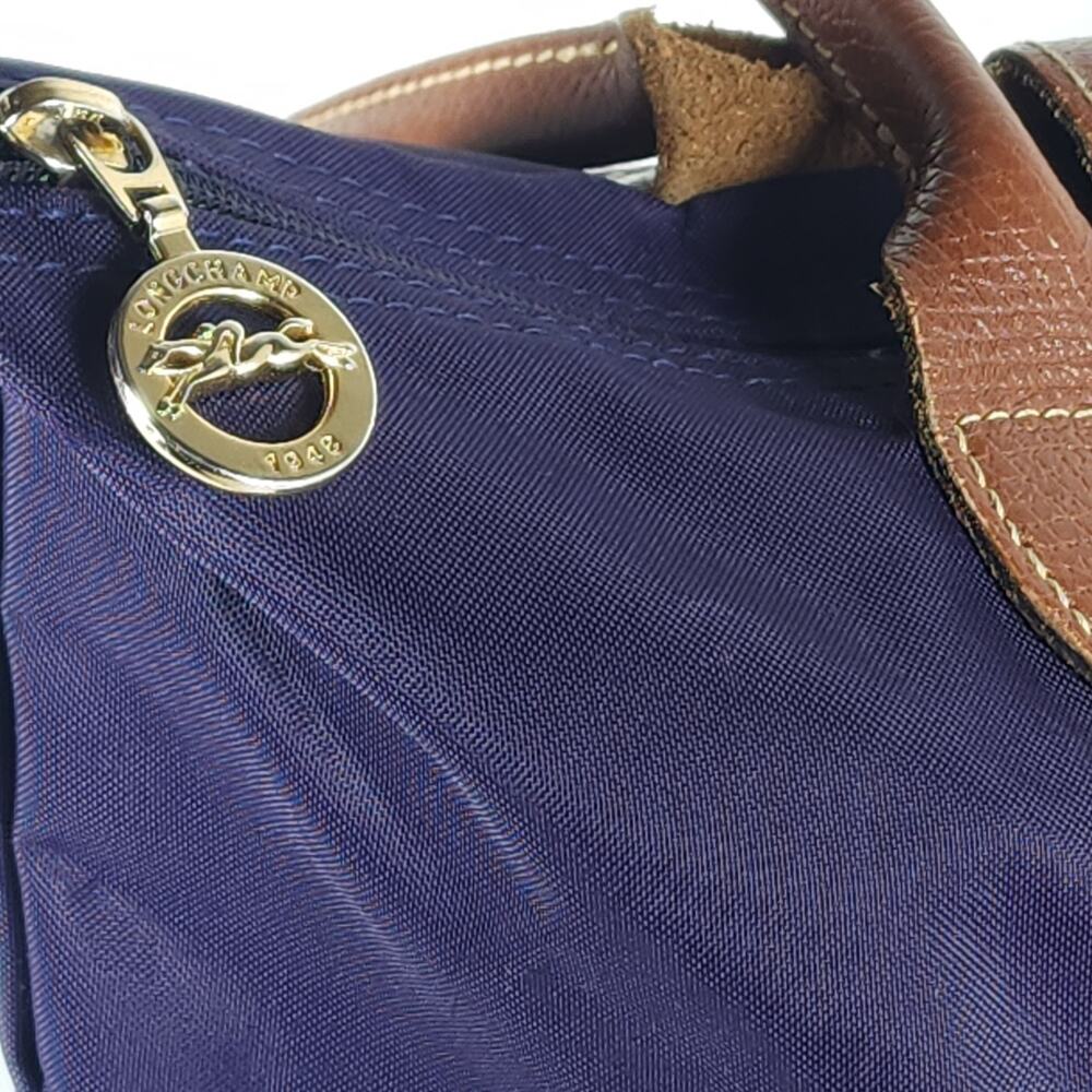 Longchamp Le Pliage Eggplant Nylon Medium Top Handle Travel Tote Purse Handbag - Picture 9 of 16